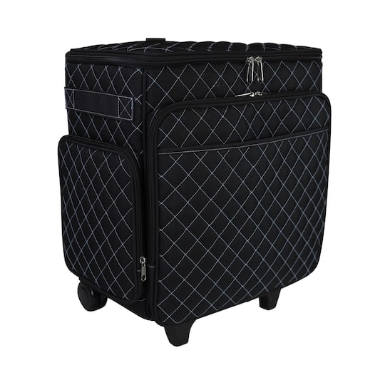 Everything Mary Black &#x26; Blue Quilted Rolling Craft Bag